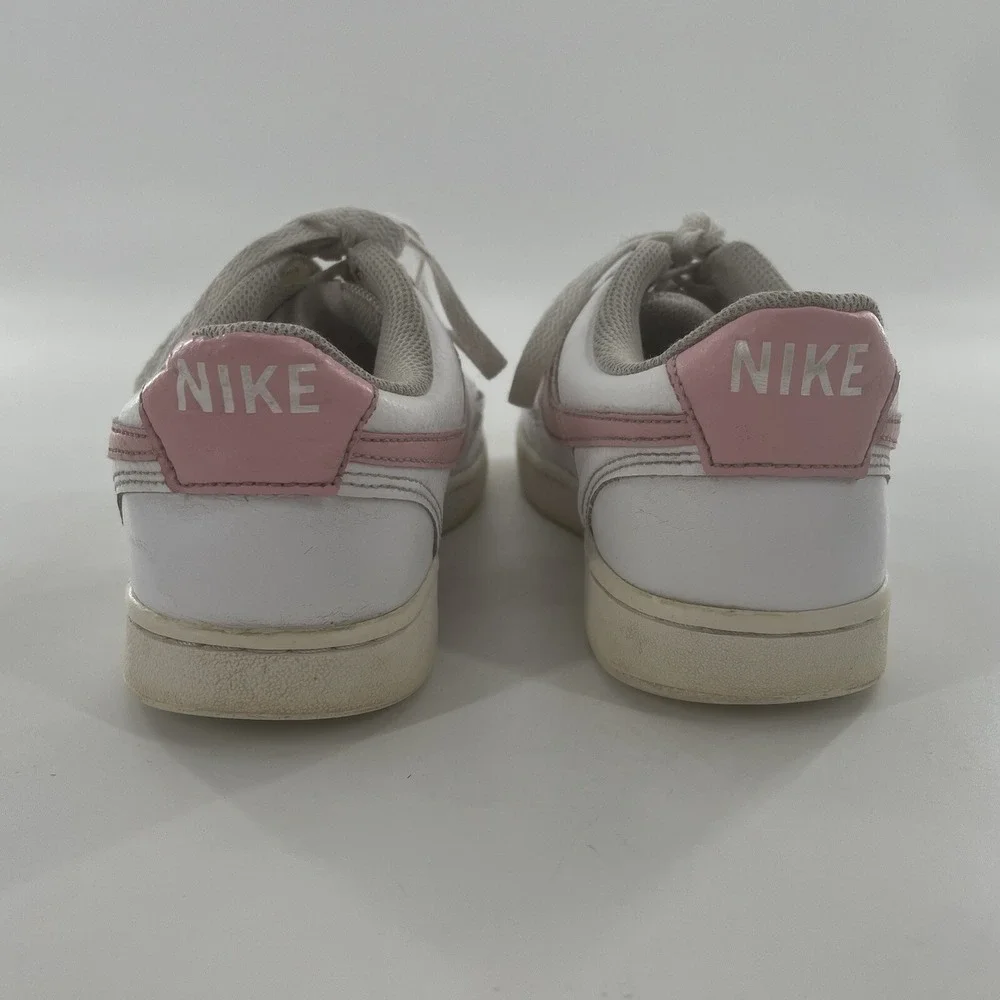 Nike Womens Court Vision Low 8 Leather Casual Shoe White Pink Swoosh‎ Sneaker